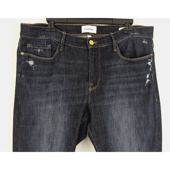 FRAME sz 32 Le Garcon Crop Jeans distressed stretchy high rise 4039 - Picture 2 of 8